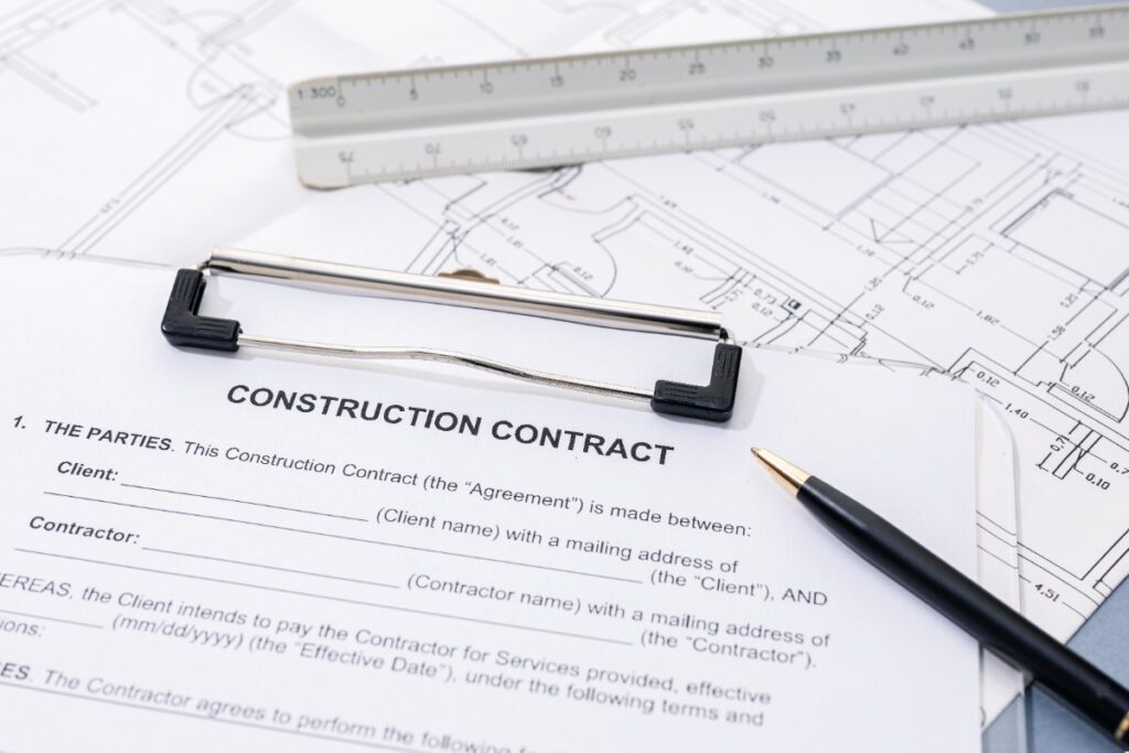 Un contrat pour une construction et un stylo